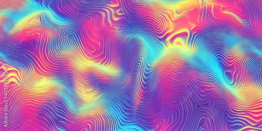 Poster psychedelic rainbow wavy patterns seamless colorful abstract background texture