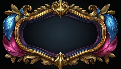 Ornate Golden Frame With Purple And Blue Accents