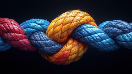 Teamwork Rope Connection Strength Partnership Collaboration Unity Support Empowerment Diversity Cohesion Colorful Network