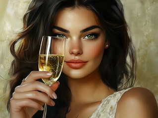 woman with glass of champagne