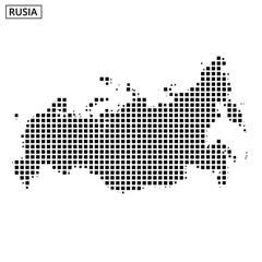 Obraz premium Outline of Russia displayed with dotted pattern illustrating geography and size