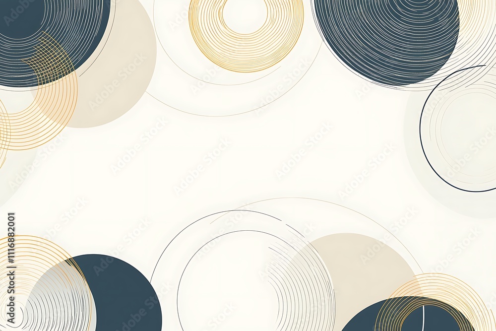 Poster abstract design featuring circular patterns in muted colors on a light background.