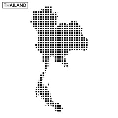 Map of Thailand with dotted pattern showcasing geographical outline and borders