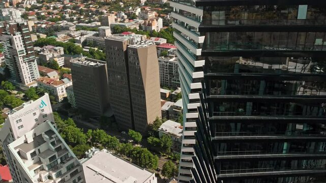 Aerial View of Twin Skyscrapers in Vera District, Tbilisi