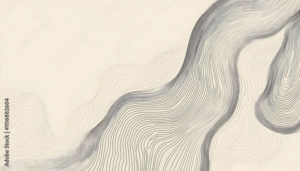 Poster abstract flowing lines creating a serene, textured background.