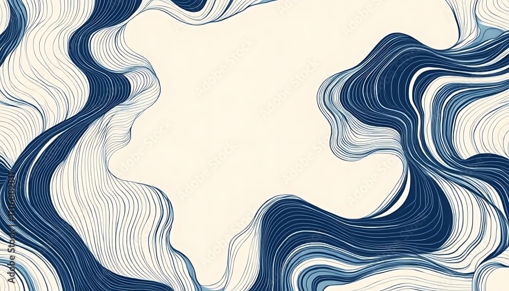 Poster abstract wavy lines create a fluid design on a light background, ideal for creative projects.