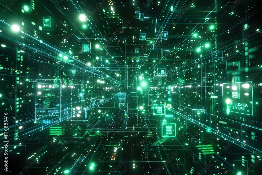 Poster a computer generated image of a green