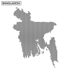 Obraz premium Dotted map illustration of Bangladesh showcasing geographic contours and borders