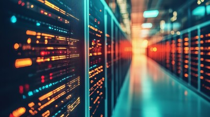 Naklejka premium Data Center Server Room Network Technology Digital Infrastructure