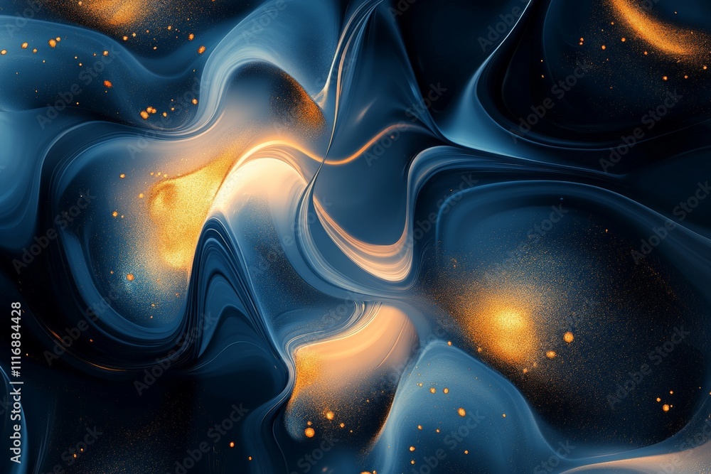 Aufkleber abstract fluid art background with swirls of blue and gold, creating a dynamic look