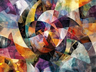 Abstract digital art composition with a kaleidoscope of shapes and vivid colors
