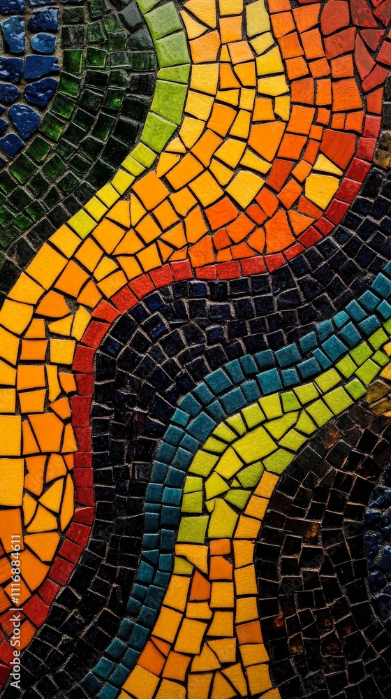 Poster abstract mosaic with small colored tiles forming a vibrant pattern