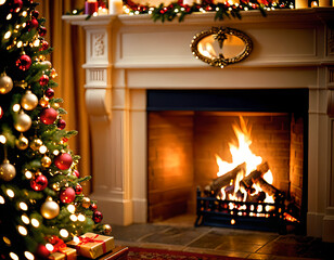 Festive Christmas interior with a tree