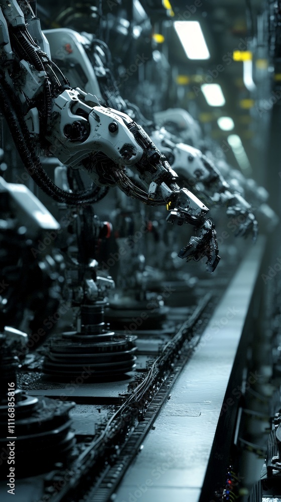 Aufkleber assembly line with precise robotic operations, highlighting automation in industry