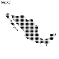 Map of Mexico created with dotted pattern showcasing geographic shape and features