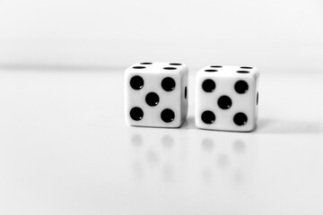 dice 5 and 5 five showing front view on a white background