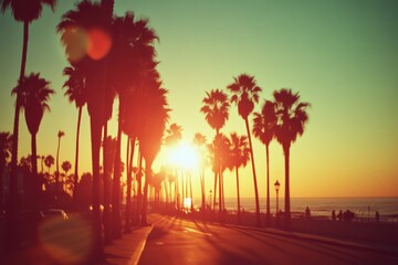 Sunset Boulevard Palm Trees Ocean View