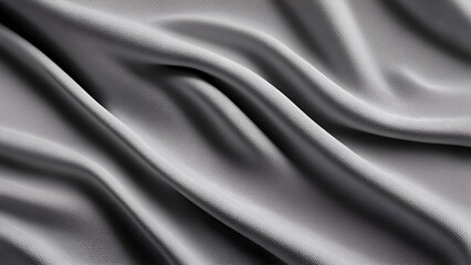 Naklejka premium Close-up of elegant, flowing gray fabric with soft, subtle waves and folds, showcasing texture and drape.