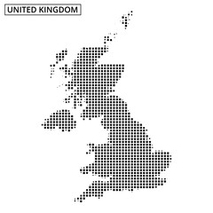 Obraz premium Map of the United Kingdom presented in a dotted pattern for visual appeal