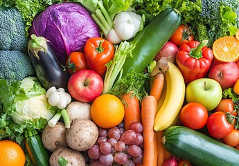 Colorful Assortment Of Fresh Fruits And Vegetables