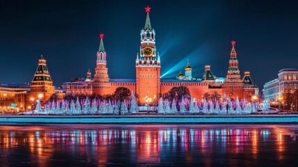 Obraz premium Famous landmark decorated and lit up for the New Year celebration