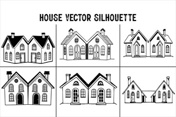 Hand drawn house Vector illustration Bundle. House Drawing Vectors & Illustrations set.