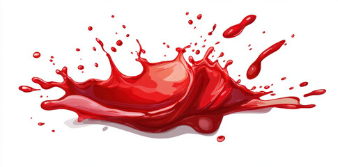 vibrant splash of red liquid captured mid air, showcasing dynamic movement and energy against white background. fluid forms abstract shape, highlighting its vivid color and texture