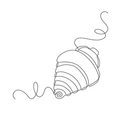Classic layered mouth-watering croissant drawn in continuous line in minimalism style, delicious breakfast, in one line, editable vector contour