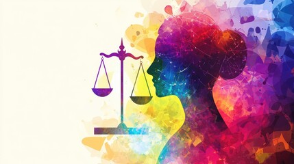 Colorful Abstract Woman Justice Scales Image