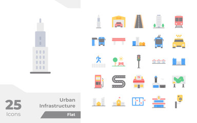 Urban Infrastructure Flat Icons