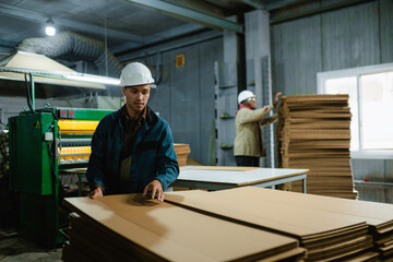 Workers at the paper mill