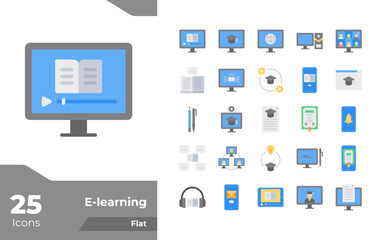 Fototapeta premium Elearning Flat Icons