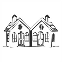 Hand drawn house Vector illustration . House Drawing Vectors & Illustrations.