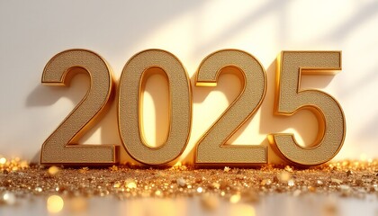 Happy New 2025 Year. Holiday vector illustration of numbers 2025 isolated on white background. The concept of new beginnings and new goals with the new year.