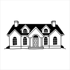 Hand drawn house Vector illustration . House Drawing Vectors & Illustrations.