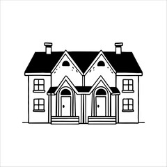 Fototapeta premium Hand drawn house Vector illustration . House Drawing Vectors & Illustrations.