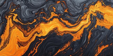 Obraz premium High-contrast lava texture with glowing orange and black patterns