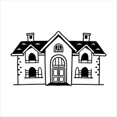 Hand drawn house Vector illustration . House Drawing Vectors & Illustrations.
