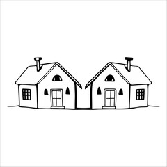 Hand drawn house Vector illustration . House Drawing Vectors & Illustrations.