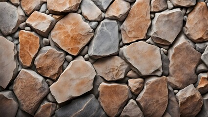 Obraz premium Close-up of a rustic stone wall with varied colors and textures.