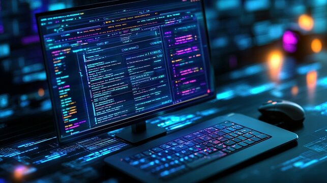 Computer Screen Displays Lines Of Programming Code