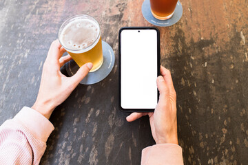 Relaxation time with mobile phone and beer