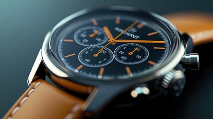 Elegant analog watch close-up showcasing refined craftsmanship and timeless design with a glossy finish and soft lighting