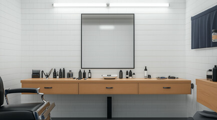 Shaving Set Accessories on a Bench: Barber Scissors and Essentials for a Perfect Trim