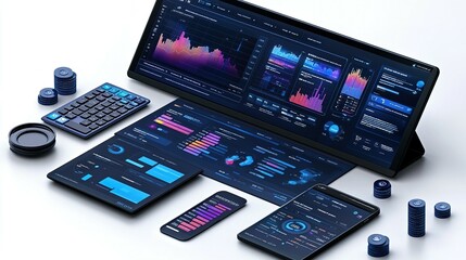 Digital Cryptocurrency Investment Dashboard Displays Market Data