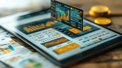 Digital Finance Mobile Banking App Shows Charts Graphs