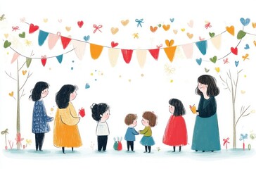 Fototapeta premium Mothers and Children Gathering Celebration