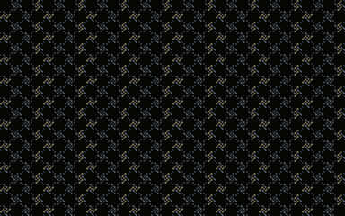 Abstract geometric seamless pattern with high tech logo in light brown n blue on black background. Vector illustration. for masculine shirt lady dress textile cloth print staff uniform wallpaper cover