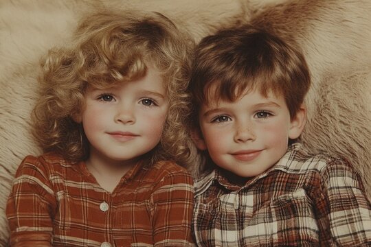 Faded snapshot: glimpse into childhood memories captured through old photographs, nostalgia and passage of time, worn edges and soft hues reflect moments of joy, innocence, cherished connections.