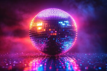 Disco Ball in Neon Lights